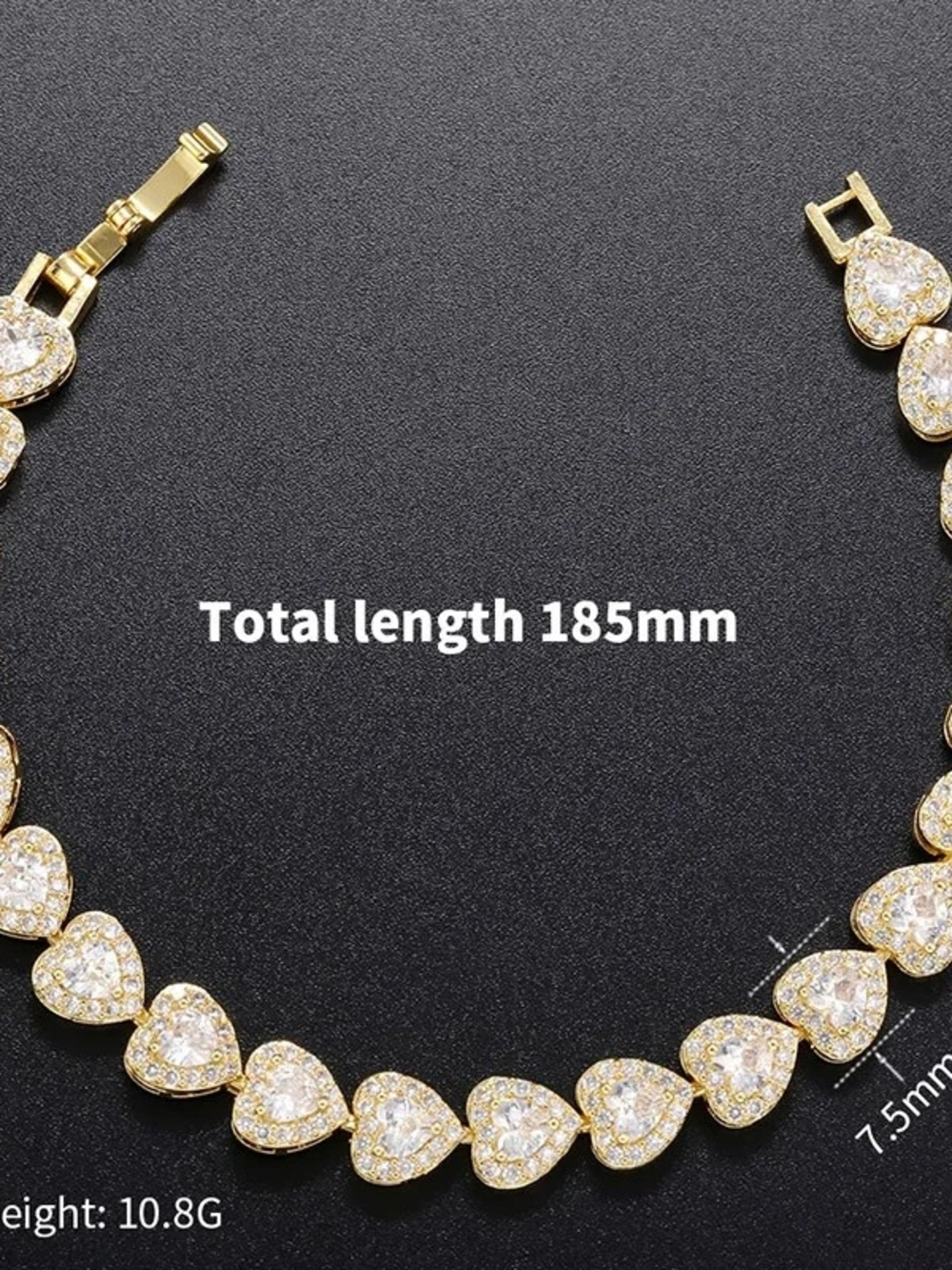 Gold Heart Crystal Tennis Bracelet - Women Jewelry